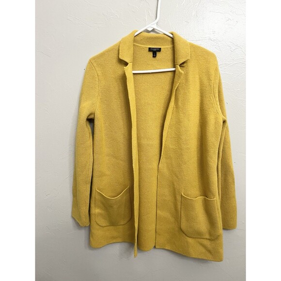 Talbots Milano Stitch Sweater Jacket Harvest Sun Yellow Size Small Petite Top - Picture 2 of 9